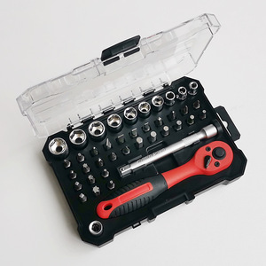 41 Piece Chrome Vanadium Steel Ratchet Wrench Set Metric Plastic Coated Handle Home Auto Repair Tools - Product Image 1