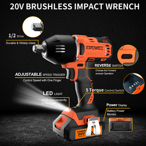 Clé à chocs sans fil KAFUWELL PA4506H, batterie au lithium sans balais, 20v, clé à chocs électrique, <span class=keywords><strong>marteau</strong></span> perforateur manuel, clé à chocs 400nm - Product Image 5