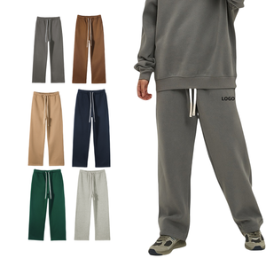 TKAN331-3 personnalisé automne hiver lourd épais 100% coton survêtement Baggy droit pour hommes polaire tissé laine régulière blanc pantalons de survêtement - Product Image 1