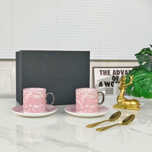Juego de Taza y Platillo de Cerámica, Porcelana Fina con Técnica de Grabado, Taza para Té de la Tarde, Apta para Lavavajillas y Microondas, Regalo - Product Image 2
