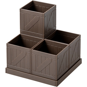 Creative Rotating Pen Holder Square Plastic Storage Box Multifunctional Desktop Organizer Large Capacity Wood Grain Design - Product Image 1