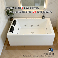 Baignoire de luxe en acrylique blanc pour 2 personnes, avec massage, hydromassage et bain à remous, 1800 mm, pour spa intérieur