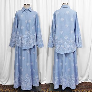 Y196 Set di 2 Abiti Abaya Eleganti e Modesti con Motivo Paisley per Tutte le Stagioni, <span class=keywords><strong>Abbigliamento</strong></span> <span class=keywords><strong>Islamico</strong></span> <span class=keywords><strong>Femminile</strong></span> Malese - Product Image 5