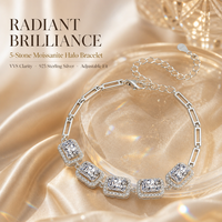 Bracelet en argent 925 plaqué or, style européen/américain, ultra-brillant, haut de gamme, avec moissanite taille radiant, pour femme, tendance