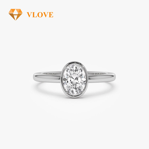 Bague en or 14 carats avec <span class=keywords><strong>diamant</strong></span> de laboratoire personnalisé de 5 carats, coupe ovale, taille 6.5, bague de fiançailles - Product Image 3