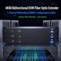 PINWEI Extenseur KVM Bidirectionnel 1 Canal 4K60 pour Fibre Optique avec Audio Indépendant Transmission Monomode SC LC FC