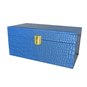 Scatola regalo personalizzata per vestiti scarpe cintura blu scatola a conchiglia di lusso in pelle sintetica - Product Image 2