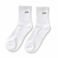 Chaussettes personnalisées avec logo, chaussettes blanches unies, chaussettes à bord côtelé, chaussettes respirantes en tricot pour hommes et femmes, vente en gros pour les entreprises