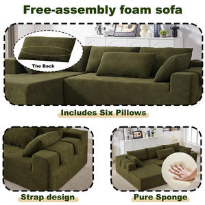 โซฟาหุ้มผ้าเชนิลล์ โซฟาขนาดใหญ่พิเศษ นุ่มสบาย 3 ที่นั่ง พร้อมเบาะรองนั่งสองชั้น สำหรับห้องนั่งเล่น - Product Image 5