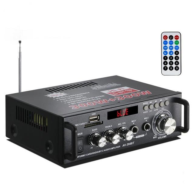 Factory 2*300W Digital Power Amplifier Professional Stereo MP3 FM Car Speaker Bass 2 Channel Bluetooths Audio Amplifier