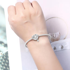 Pulsera de cuentas con cordón en forma de corazón de cobre blanco, un accesorio de joyería/pulsera DIY de alta gama diseñado específicamente para mujeres. - Product Image 6