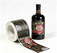Étiquette adhésive personnalisée en rouleau pour bouteille d'alcool, gaufrage à chaud doré, autocollant en vinyle imperméable pour emballage de boissons alcoolisées