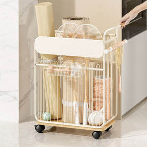 Removable <b>Rolling</b> Sports Equipment Storage Rack with Wheels, Metal Wire Yoga <b>Mat</b> Organizer Floor Trolley Shelf for Home, Gym - Product Image 3