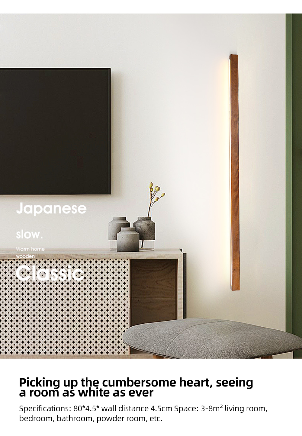 Energy-saving Simple Wall Lamp Wooden Straight Line Wall Lamp Creative Personality Corridor Hotel Restaurant Wall Lamp
