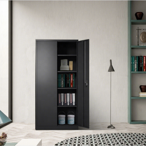 Armoire de rangement métallique pour bureau et garage, armoire à dossiers métallique à 2 portes battantes, armoire en acier à 2 portes avec étagères réglables - Product Image 2