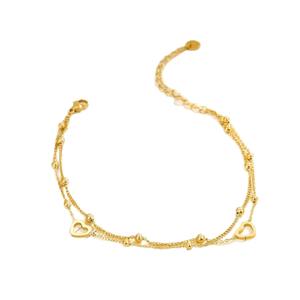 Lusso placcato oro 18k doppio strato in acciaio inox cuore cavigliera per le donne <span class=keywords><strong>ragazza</strong></span> <span class=keywords><strong>piedi</strong></span> collegamento nappa cavigliere gioielli regali - Product Image 5