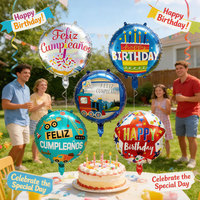Ballons en aluminium de 18 pouces « Joyeux Anniversaire » avec motif oreilles anglaises, écologiques, durables, pour décorations de fête, 6 couleurs