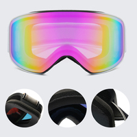 OEM Vente en gros Grandes lunettes de ski UV400 personnalisées unisexes sans cadre bleu/blanc Anti-buée coupe-vent Lunettes de sport pour snowboard