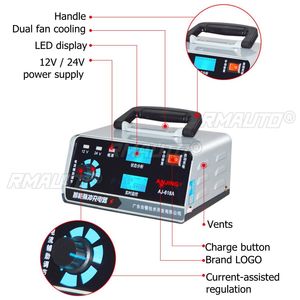 Chargeur de batterie de voiture 12V 24V 400W, puissance de charge, réparation en cinq étapes, charge rapide, ajustement automatique en hiver, accessoires de voiture - Product Image 3