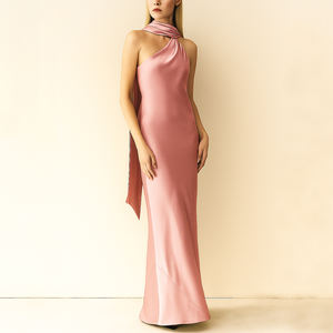 Gaun Maxi Satin Elegan Berkualitas Tinggi OEM untuk Wanita, Gaun Pesta Malam untuk Wanita - Product Image 6