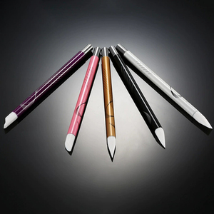 Stylo à manche carré solide pour nail art, gravure creuse, embossage, tête en silicone, applicateur de strass, outil de manucure pour salon - Product Image 4