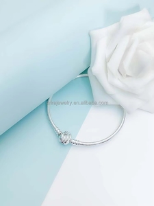 Ciondolo Charm Pandora in Argento Sterling 925, Bracciale con Perline alla Moda, Classico Fai-da-Te a Catena di Serpente per Donna - Product Image 6