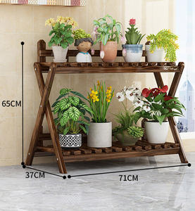 2層ウッド屋内/屋外植物スタンドコーナー植物棚ラック複数植木鉢用ガーデン用途 - Product Image 5