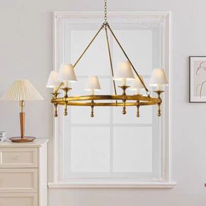 Lustre à 6 lumières en forme de cercle, en laiton brut vieilli non laqué, style <span class=keywords><strong>Empire</strong></span>, décoration d'intérieur, éclairage LED pour le salon - Product Image 2