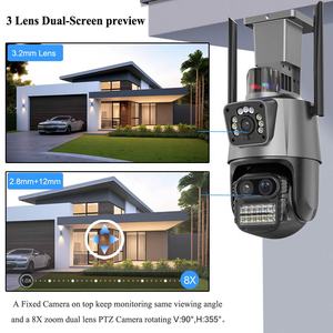 9МП 4K Камера видеонаблюдения с тремя объективами, двумя экранами, 8-кратным зумом, беспроводная IP PTZ Wi-Fi камера для наружного использования с NVR и приложением ICsee - Product Image 3