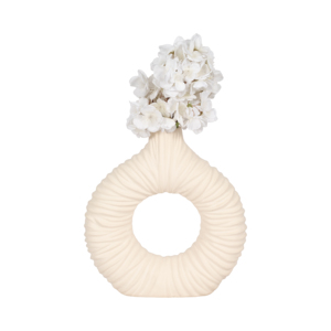 Vaso in Ceramica a Forma di Anello Aperto con Texture Radiante, Decorazione Scultorea per Casa, Vaso per Fiori da Soggiorno - Product Image 2