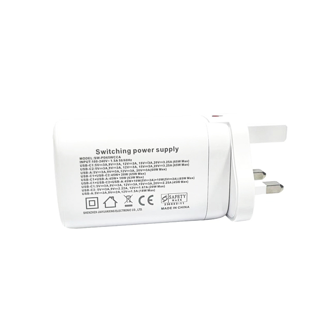 UK Plug Singapore Safety Mark Super Fast Dual Ports PD 3.0 USB C Power Adapter Type C 65W Gan Charger