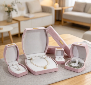 Light <b>pink</b> High-End Microfiber Suede Box with Magnetic Closure Curved Flip Cover Golden Metal Nameplate Four-Color Printed Lined - Product Image 3