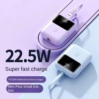 Chargeurs portables de haute qualité, nouveau design, charge rapide, mini chargeurs portables 10000mAh avec câble intégré