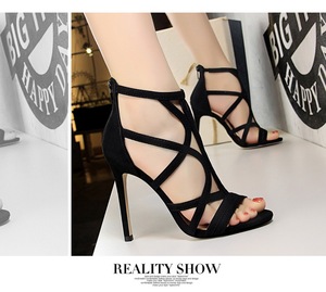 Sandali con Tacco da Donna, Scarpe Sexy con Cinturino alla Caviglia, Punta a Spillo, Tacco Alto, Stile Vintage, per Uso Quotidiano, in PU con Fibbia - Product Image 5