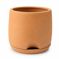 Pot de fleurs rond en terre cuite avec trous de drainage et soucoupe de base, auto-arrosant, pour balcon, patio, jardin