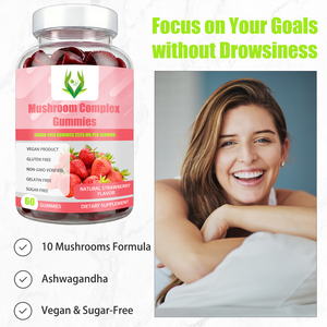 Gomitas de Complejo de Hongos de Marca Privada OEM/ODM, Sabor Fresa, Sin Azúcar, Apoya el Sistema Inmunológico con 10 Hongos - Product Image 5