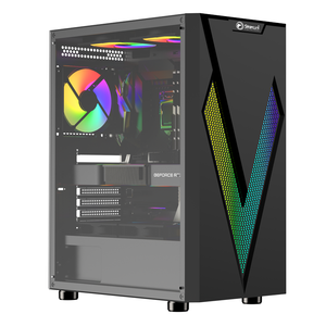 Casing Pc bermerek kustom unik Diy casing Pc besar hitam kaca antigores Rgb Strip Pc menara casing game