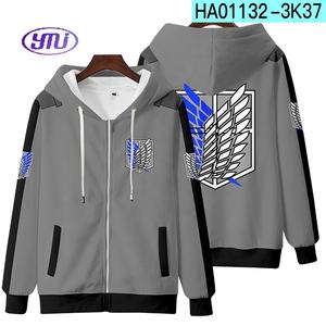 Grosir <span class=keywords><strong>Shingeki</strong></span> <span class=keywords><strong>No</strong></span> <span class=keywords><strong>Kyojin</strong></span> <span class=keywords><strong>Cosplay</strong></span> untuk pria wanita anak-anak Hoodie ritsleting Anime cetak hitam - Product Image 3