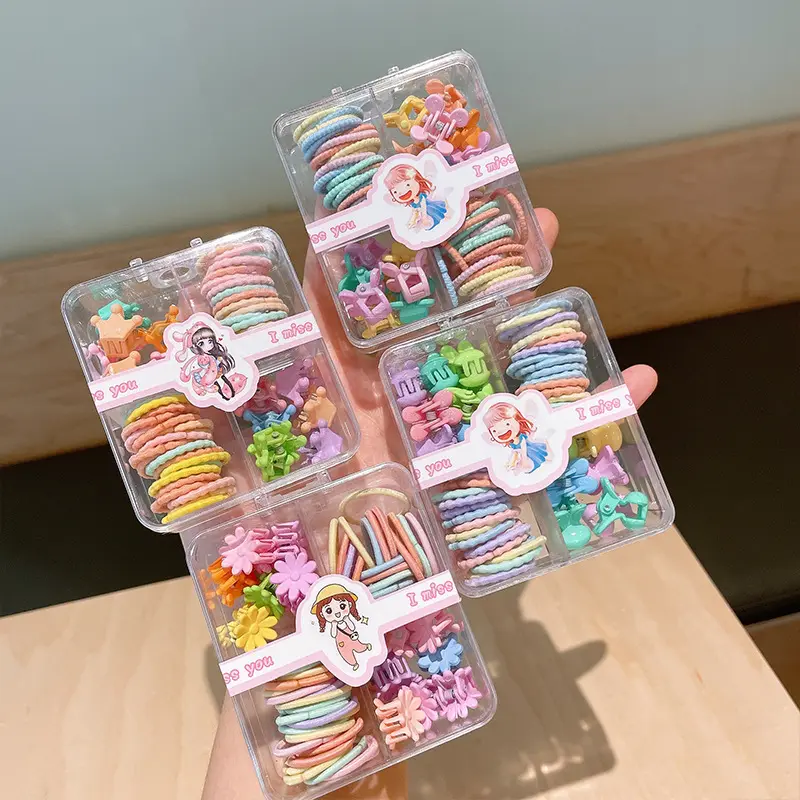 Box Paket Kinder Süße Süßigkeiten Farbe Kleine Mini Daumen Haar gummis Set Schöne Gummibänder Mädchen Haarschmuck Für Mädchen