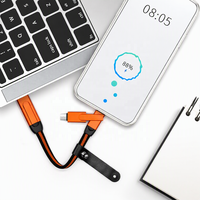 Mini Llavero 6 en 1, Cable de Datos USB Tipo C a Tipo C de Carga Rápida de 60W, Dispositivo Portátil para iPhone, Regalo Empresarial