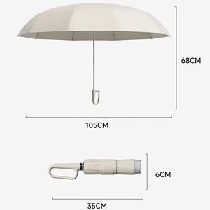 Parapluies inversés automatiques pliables en trois sections avec bordure réfléchissante, promotionnels et économiques, pour sac à dos, vente en gros - Product Image 4
