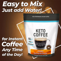 Keto Coffee Gourmet Boisson au café instantanée complète sans sucre avec 6g de MCT pour les régimes faibles en glucides, cétogènes et paléo