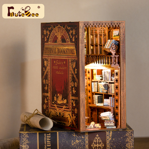 Cutebee modèle Miniature 3D Puzzle librairie éternelle maison <span class=keywords><strong>de</strong></span> poupée en bois avec lumière bâtiment modèle jouets livre Nook Kit - Product Image 2