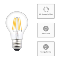 Ampoule LED globe vintage personnalisable E27 AC pour hôtel, télécommande, intensité variable, blanc chaud 2700K, durée de vie 30000 heures, usage domestique