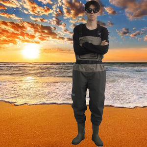 กางเกงตกปลาสีกากีกันน้ำสำหรับผู้ชายรองเท้าบูทยางขนาดพิเศษ - Product Image 5