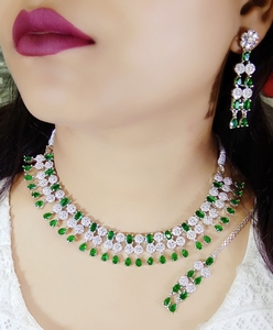 AD Stone Gargantilla Collar Set La mejor joyería de boda para compromiso de boda y aniversario Joyería hecha a mano - Product Image 3
