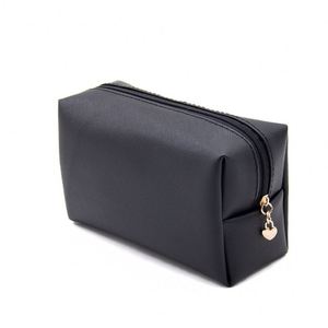 Voyage Portable Cosmétique Sac De Rangement Solide En Cuir PU Lettre Motif Mode Zipper Maquillage Cas - Product Image 6