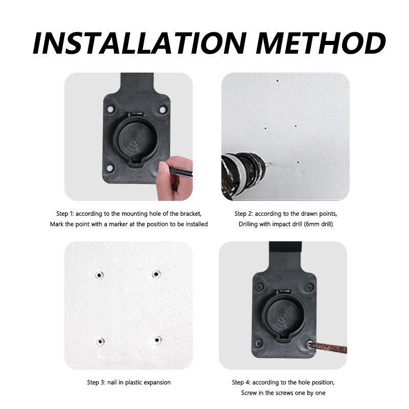 Держатель зарядного устройства Ev Charger Socket Fixed Bracket без замка тип 2 Национальный стандарт Европейский стандарт Крюк для зарядных станций для электромобилей