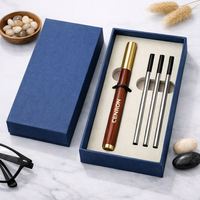 Caja de Regalo de Madera con Bolígrafo Personalizado con Serigrafía Moderna y Recarga, para Regalos Promocionales Corporativos y para Empleados