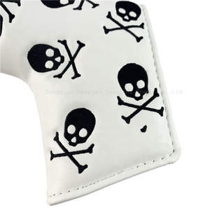Lame Aimant Tête Couverture Blanc Squelette Broderie Headcover Club Putter Couverture En Cuir PU Étanche <span class=keywords><strong>Golf</strong></span> Putter Headcovers - Product Image 4